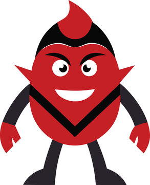 Cute red devil character mascot standing isolated on transparent background, Vector