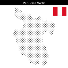 Obraz premium Map of Peru region San-Martín in small cross shaped dots