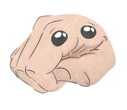 Hand-drawn hand forming mouth, painted adorable eyes, tender expression