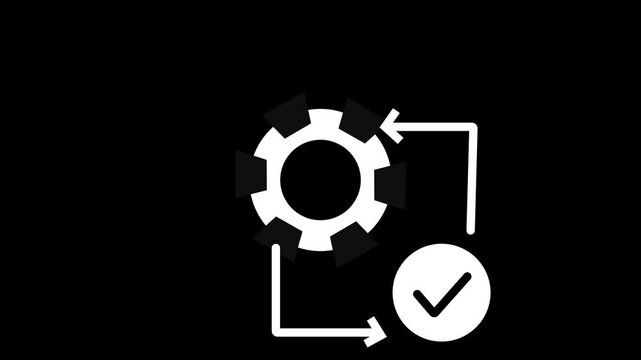 Optimization icon flat solid graphic.Service sign. Versus concept. Cogwheel line icon.