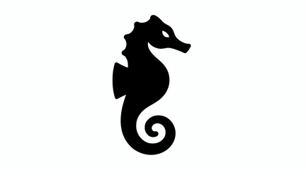 Seahorse silhouette icon on white background © Xuwai
