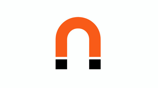 Horseshoe magnet icon in orange and black