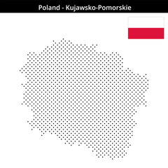 Fototapeta premium Map of Poland region Kujawsko-Pomorskie in small cross shaped dots