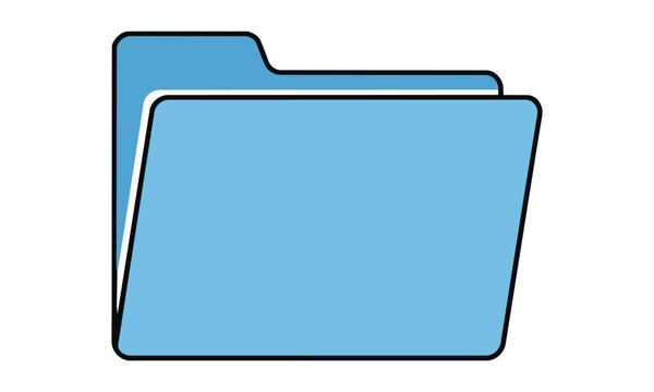 Minimalist line art icon of a single file folder with a tab isolated on a white background. Office organization concept