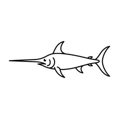 Fototapeta premium Swordfish outline vector graphic with fish species animal kingdom swordfish wildlife underwater