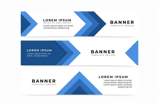 Set of three minimalist blue geometric website banners with abstract arrow and triangle shapes geometric template abstract business corporate marketing triangle identity background branding