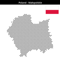 Obraz premium Map of Poland region Małopolskie in medium sized cross shaped dots