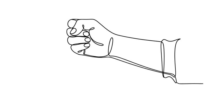 Human hand making a fist in a continuous single line art style