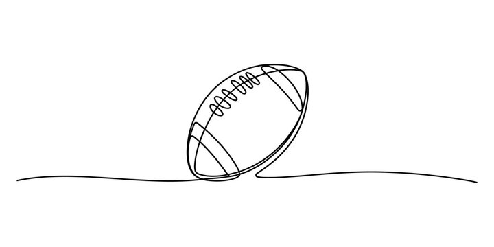 American football ball drawn in a continuous single line art style