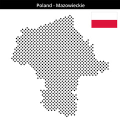 Fototapeta premium Map of Poland region Mazowieckie in medium sized cross shaped dots