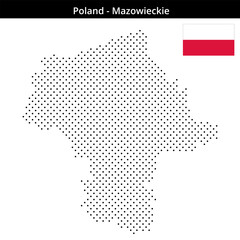Obraz premium Map of Poland region Mazowieckie in small cross shaped dots