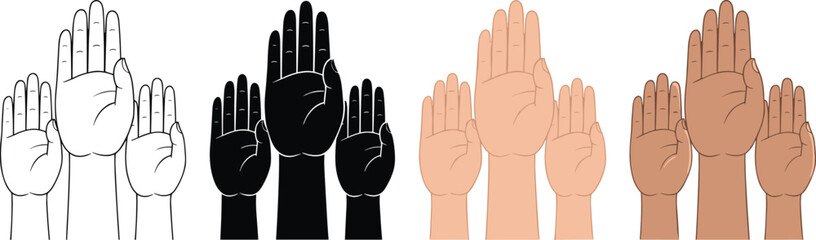 Hand gestures in flat style, black and white, isolated on white background, sign language symbols, fingerspelling alphabet © Amazing2026