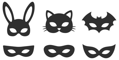 Set of carnival masks, animal and superhero masquerade masks © sefatahmed