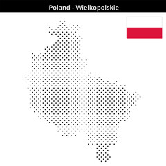 Obraz premium Map of Poland region Wielkopolskie in small cross shaped dots
