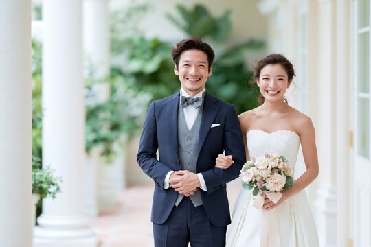 幸せいっぱいの結婚式新郎新婦の笑顔が輝くウェディングフォト