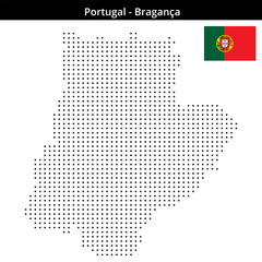 Obraz premium Map of Portugal region Bragança in small size square dots