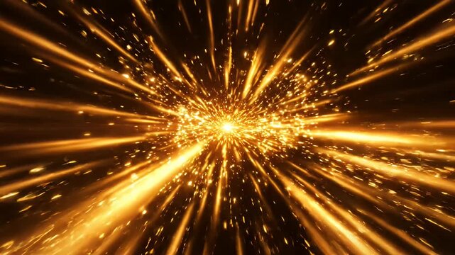 Abstract golden light burst with radial sunburst rays.