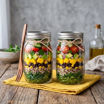 Meal prep containers filled with healthy lunches.