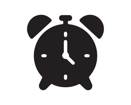 Black silhouette of a classic alarm clock time management and back to school silhouette
