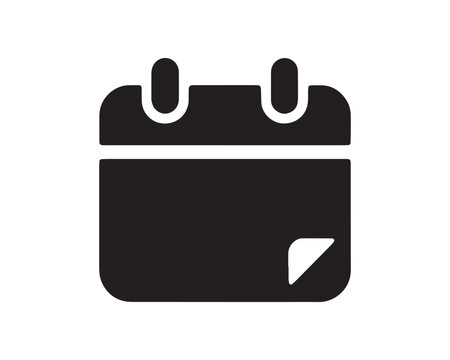Black calendar icon for back to school with a white background silhouette