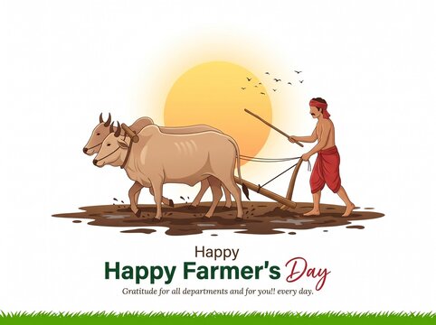 Illustration of Happy Farmers Day creative Concept