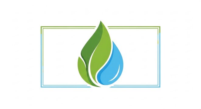 Leaf water drop eco vector icon for green brand organic product label