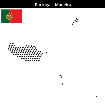 Map of Portugal region Madeira in concentric medium dots