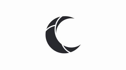Minimalist black crescent moon geometric logo on white background © yuha