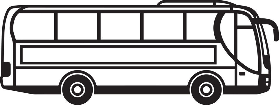 Black and white vector illustration of a modern passenger bus us midterm elections