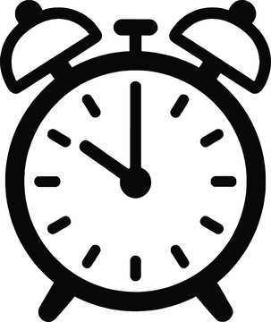 Alarm Clock Icon Bold Line Style Vector Illustration on White Background