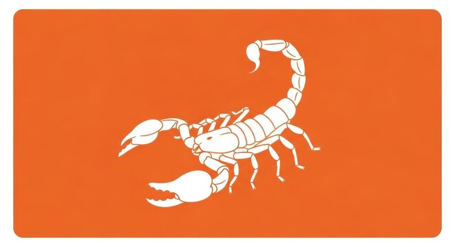 Scorpio Zodiac Scorpion Silhouette in White on Orange &ndash; Vector Icon Design