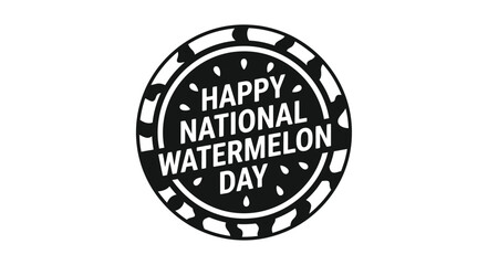 Obraz premium Watermelon shaped badge with text black silhouette on white background