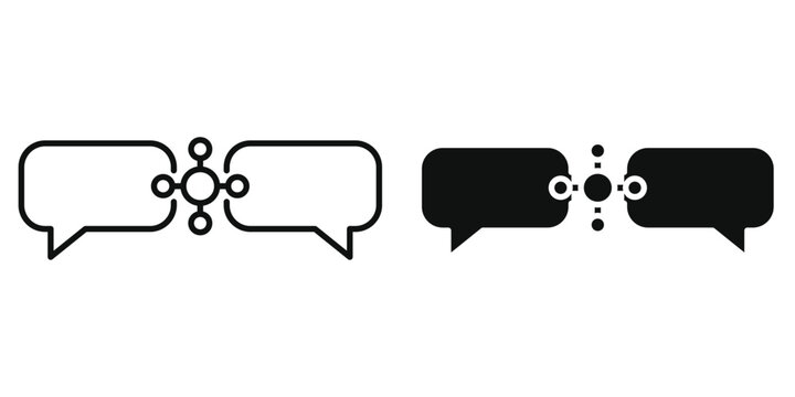 AI Translation Icon Set Vector Illustration, Artificial Intelligence Speech Bubble and Machine Translation Concept, Line and Glyph Editable Stroke Icons