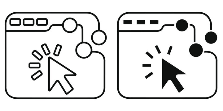 AI Prompt Window Vector Icon, Artificial Intelligence Software Interface with Mouse Click Cursor, Editable Line and Glyph Style Illustration