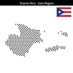 Obraz premium Map of Puerto-Rico region East-Region in concentric medium dots