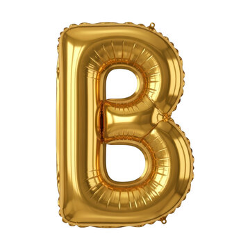 Shiny gold foil letter b in a decorative style
