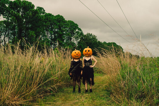 pumpkin head halloween girls