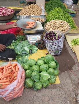 Colorful Fresh Produce Display at Local Vegetable Market