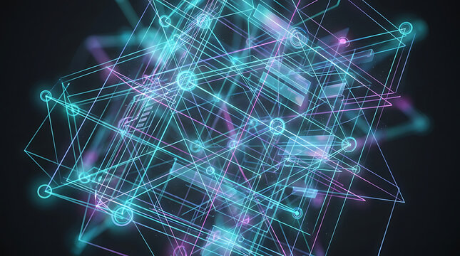 Abstract plexus structure with glowing particles and connected lines abstract particles computing