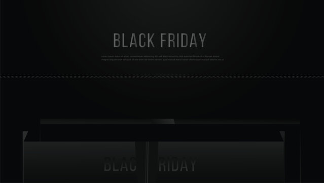 Minimal Black Friday Sale Background with Dark Podium and Copy Space