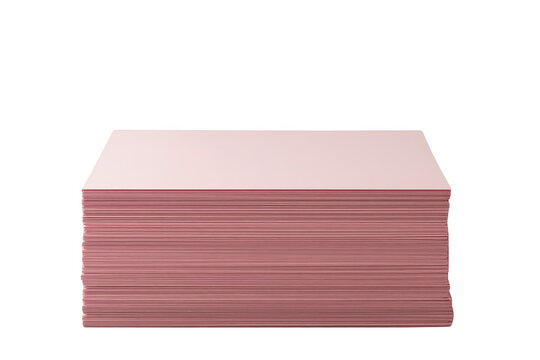 Neat stack of pastel pink paper sheets