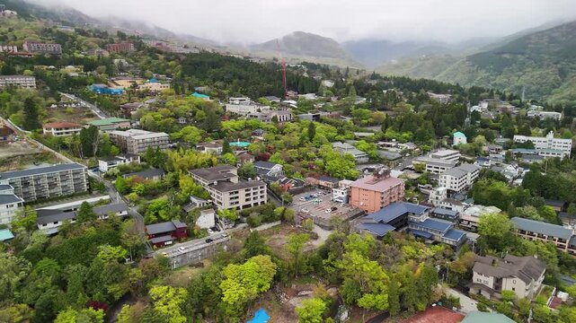 Gora Hakone Japan aerial view of mountain resort hot springs