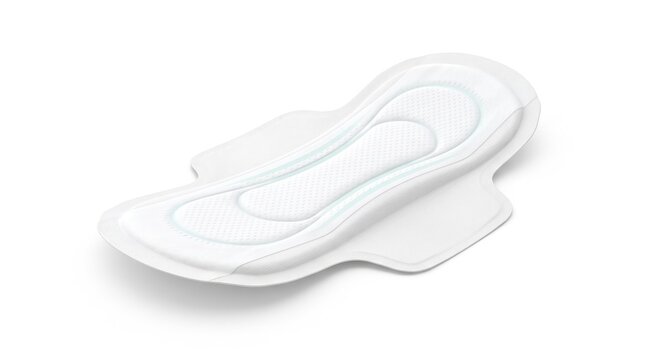 Absorbent sanitary pad for women. Feminine hygiene product for comfort and protection.