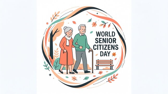 Senior couple walking on world senior citizens day