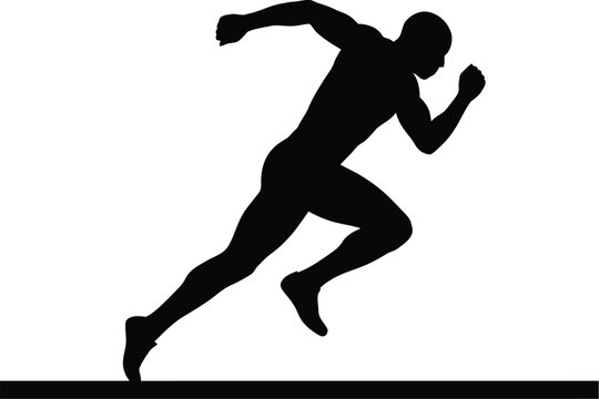 Silhouette of runner sprinting in action pose