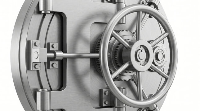 Close Up of Secure Vault Door Locking Mechanism