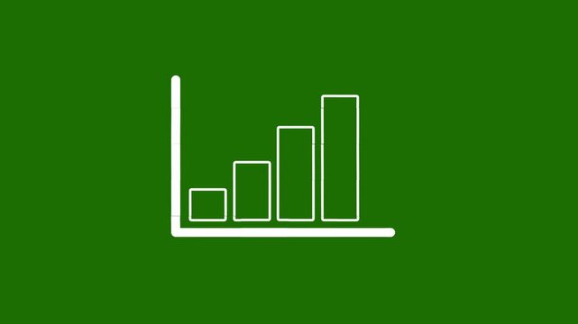 Bar Graph Analytics Line Icon. Black line art business graph animated icon representing statistics data analysis and performance metric. success concept animation.