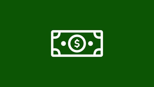 Dollar Banknote Money Line Icon. Animated line art dollar bill cash icon representing payment currency wealth and financial transaction. dollar note line icon animation.