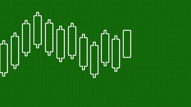 Candlestick Stock Chart Line Icon.Minimalist line art candlestick chart animated icon for stock market trading crypto analysis and forex exchange.