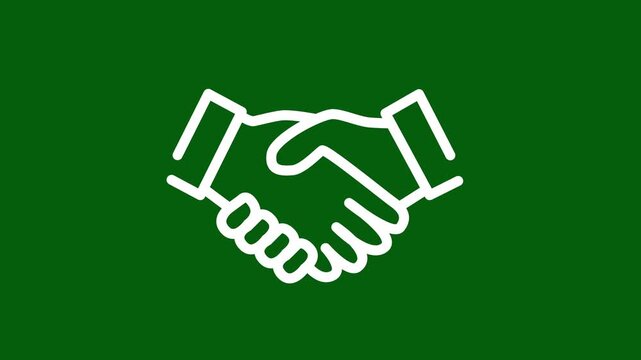 Business Handshake Deal Line Icon animation. Black line art handshake animated icon for business partnership deal agreement and professional collaboration.